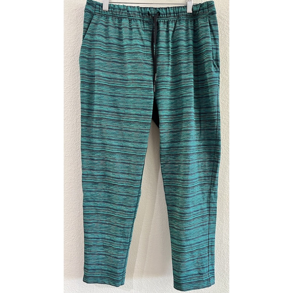 LuLuLemon Athletic GREEN HEATHER Warm Up Pants Pull On Tapered Leg Drawstring 10